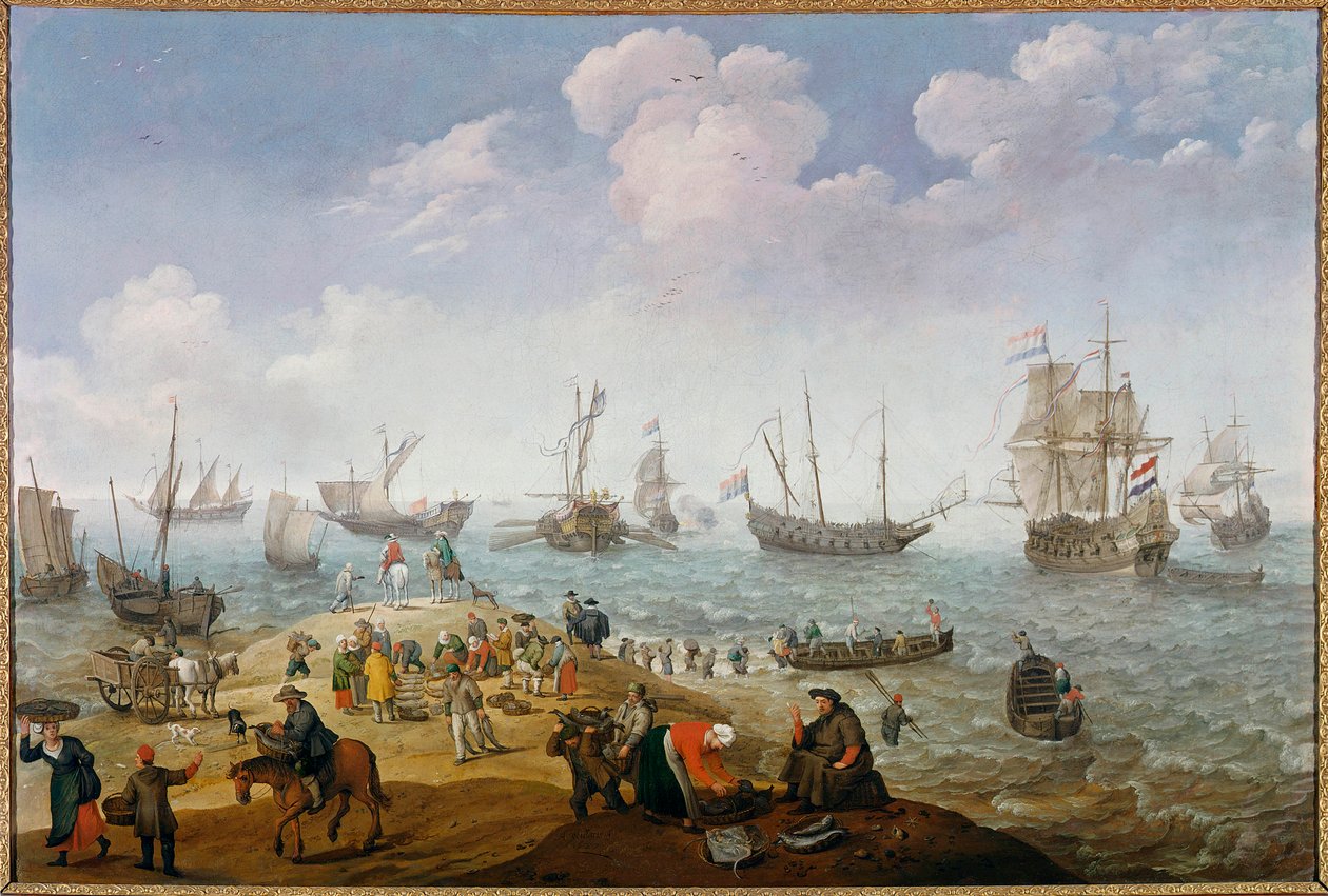 Scène de pêche. Peinture par Adam Willaerts 17ème siècle - Adam Willaerts