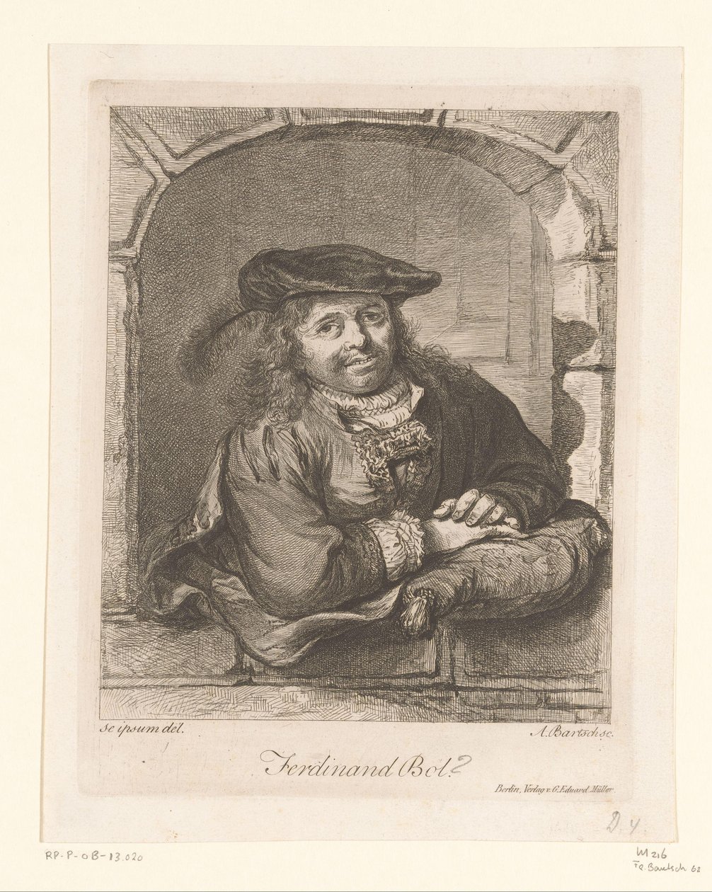 Portrait de Ferdinand Bol à une fenêtre - Adam von Bartsch
