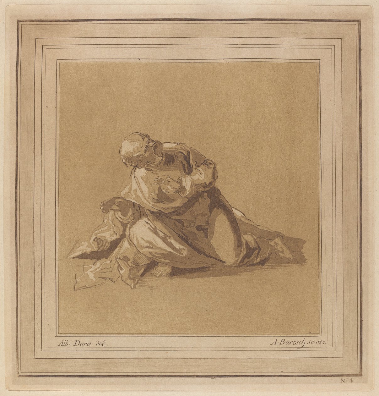 Un apôtre accroupi (Saint Pierre) - Adam von Bartsch, after a drawing formerly attributed to Albrecht Dürer