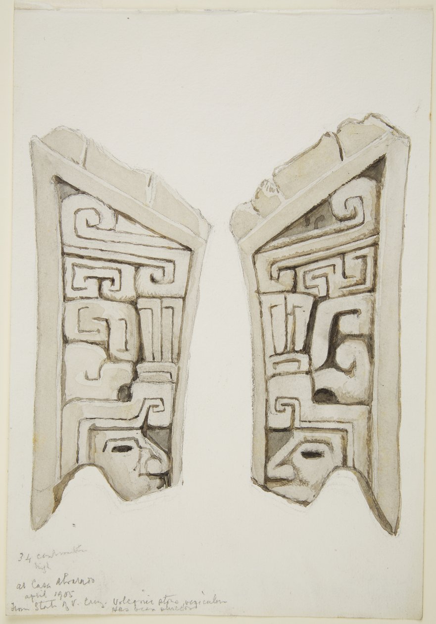 Relief en pierre sculptée de Veracruz, Mexique - Adela Breton