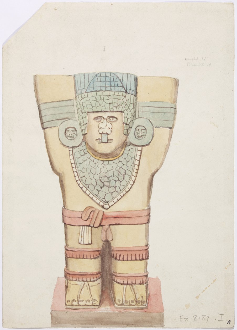 Caryatide I, chambre extérieure, Temple Supérieur des Jaguars (Temple A), Chichen Itza, Mexique - Adela Breton