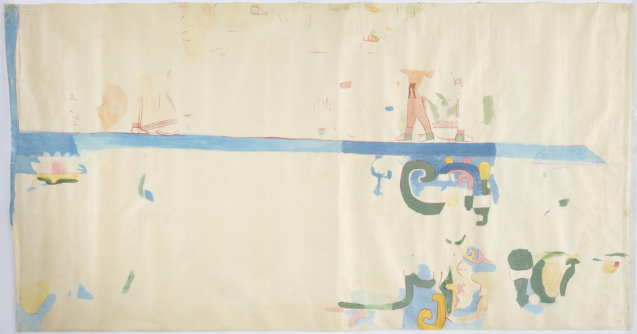 Peinture du mur sud-est, chambre intérieure, Temple Supérieur des Jaguars, Chichen Itza, Mexique - Adela Breton