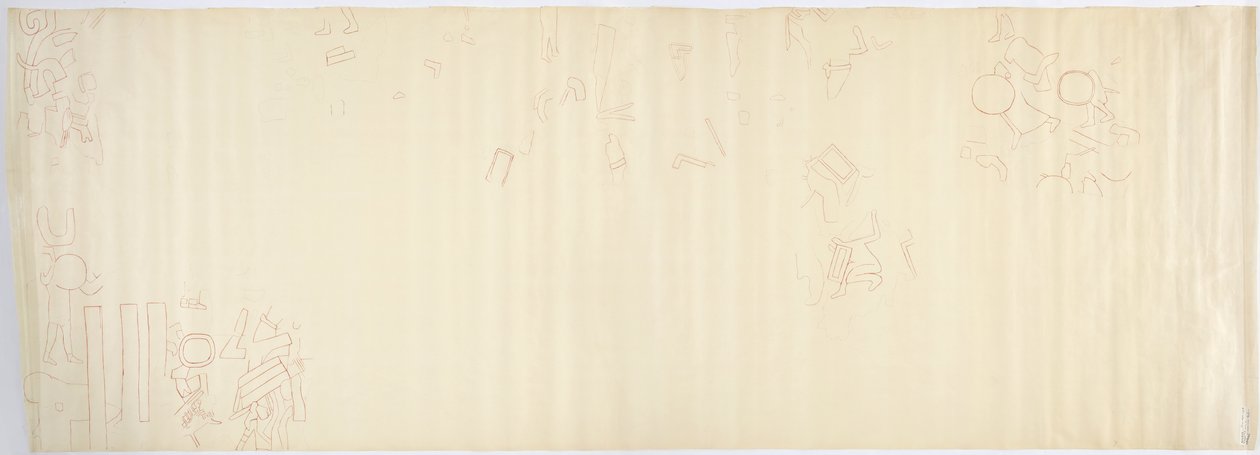 Peinture du mur nord, Temple Supérieur des Jaguars, Chichen Itza, Mexique, section sud - Adela Breton