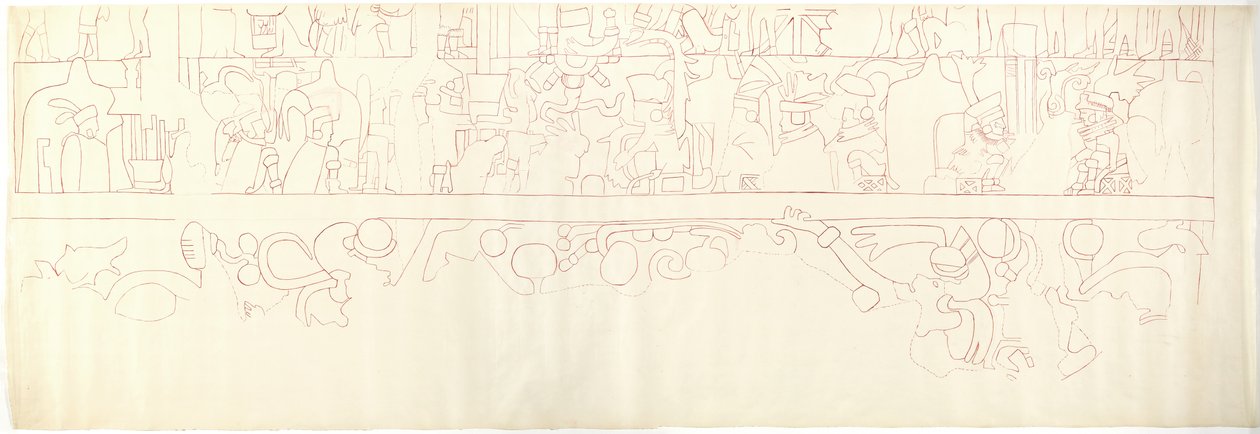 Mur sud, Temple supérieur des Jaguars, Chichen Itza, Mexique Quart sud - Adela Breton