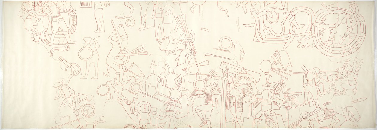 Mur sud, Temple Supérieur des Jaguars, Chichen Itza, Mexique Quartier nord central - Adela Breton