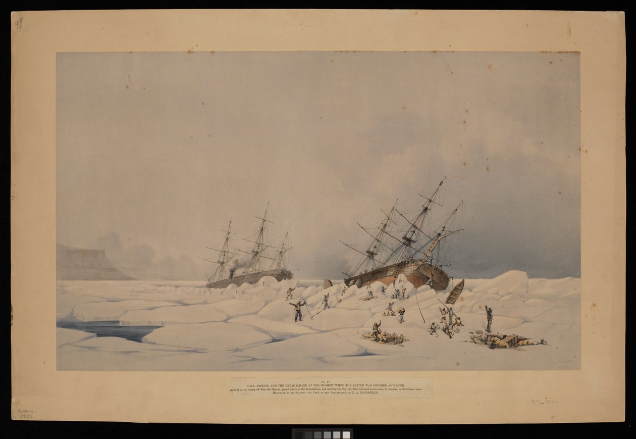 H.M.S. Phoenix et le Breadalbane au moment où ce dernier a été écrasé et coulé - Admiral Edward Augustus (after) Inglefield