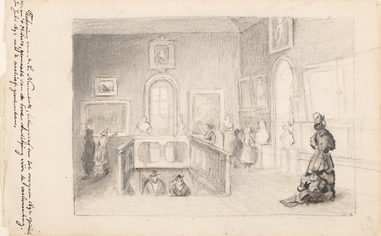 Visiteurs dans la salle des escaliers au Mauritshuis - Adolf Carel Nunnink
