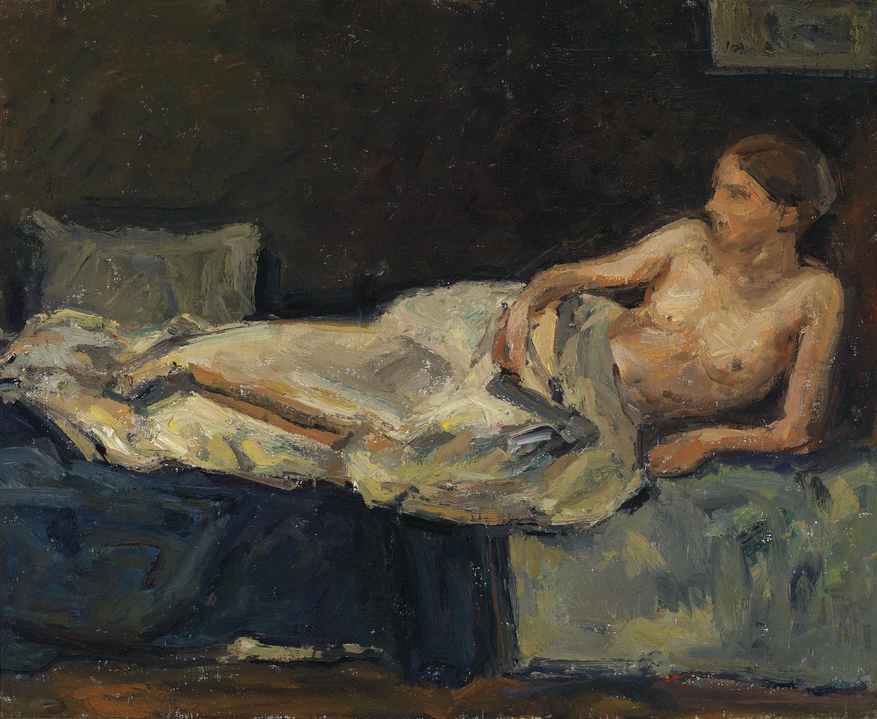 Figure demi-nue allongée - Adolf Holzel