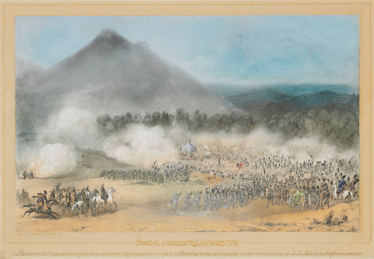 La Bataille de la rivière Choloki, à la frontière de la Gourie le 4 juin 1854, 1854 - Adolf Charlemagne