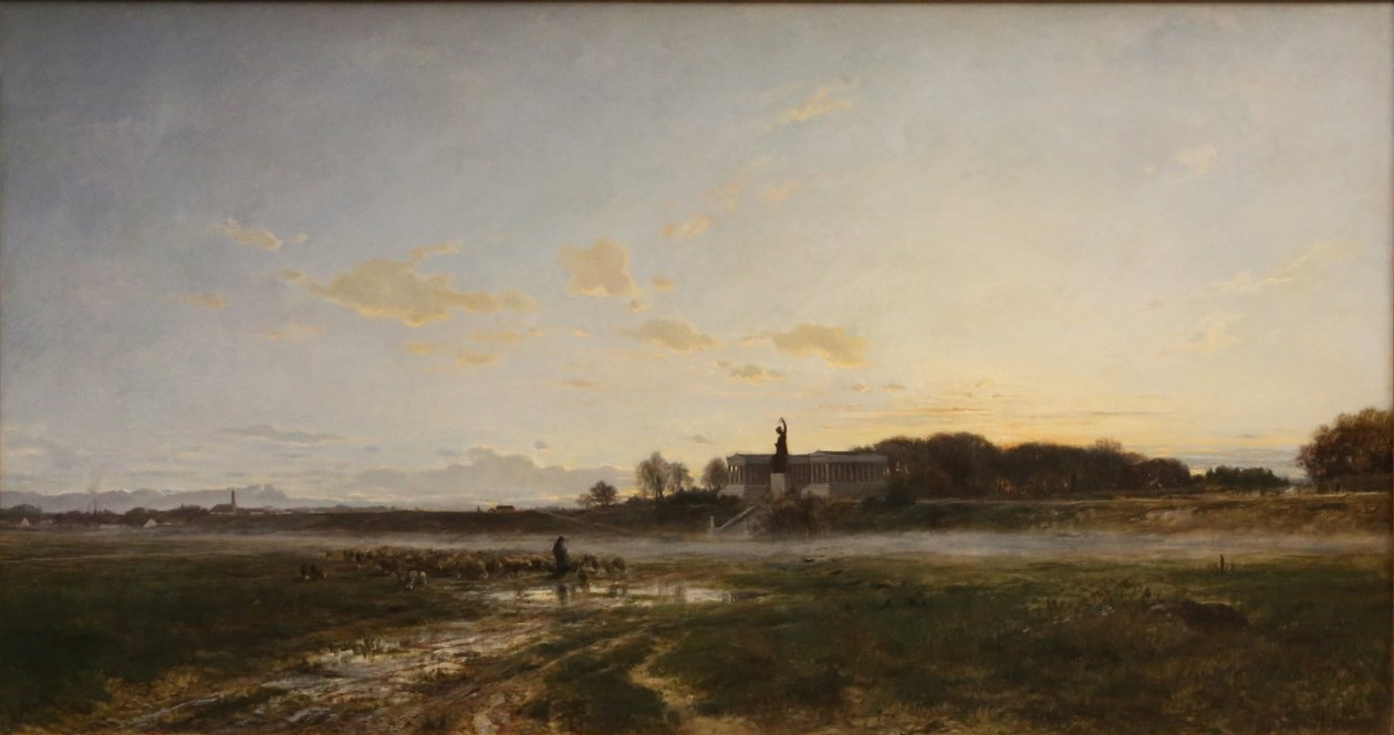 La Theresienwiese avec la Bavaria dans la lumière du soir - Adolf Heinrich Lier