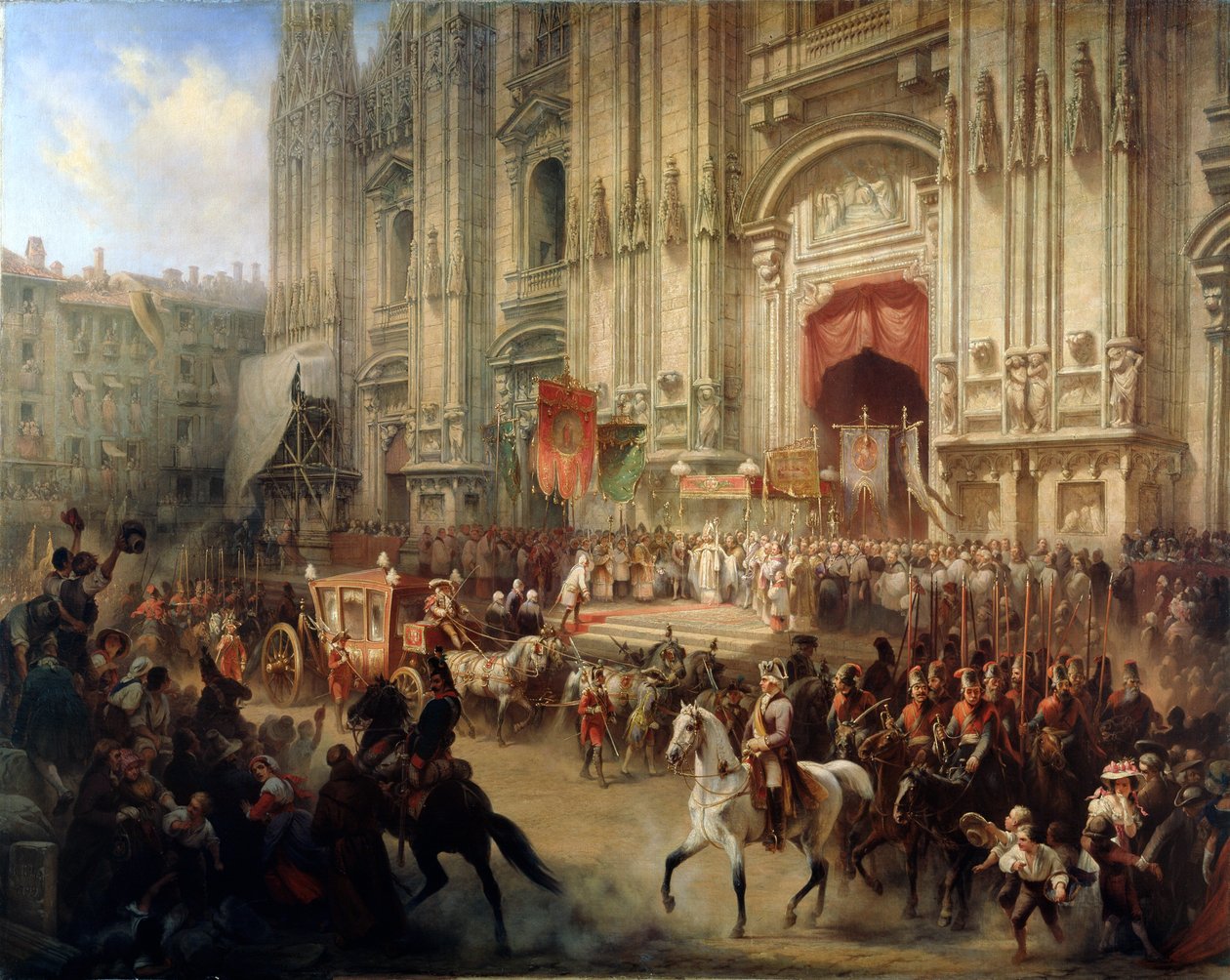 Réception cérémonielle du maréchal Alexandre Souvorov à Milan en avril 1799, années 1850 - Adolf Jossifowitsch Charlemagne