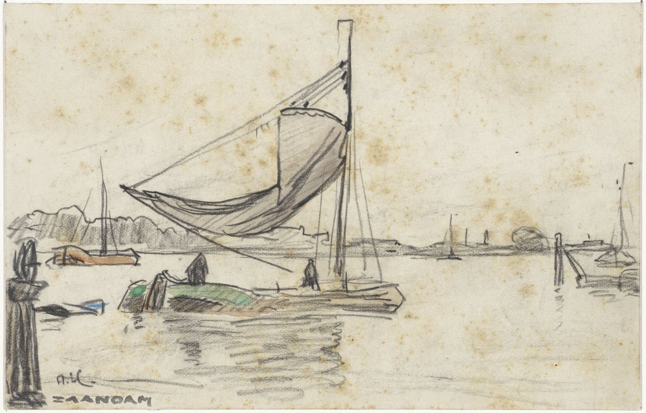 Voiliers sur la Zaan près de Zaandam - Adolf le Comte