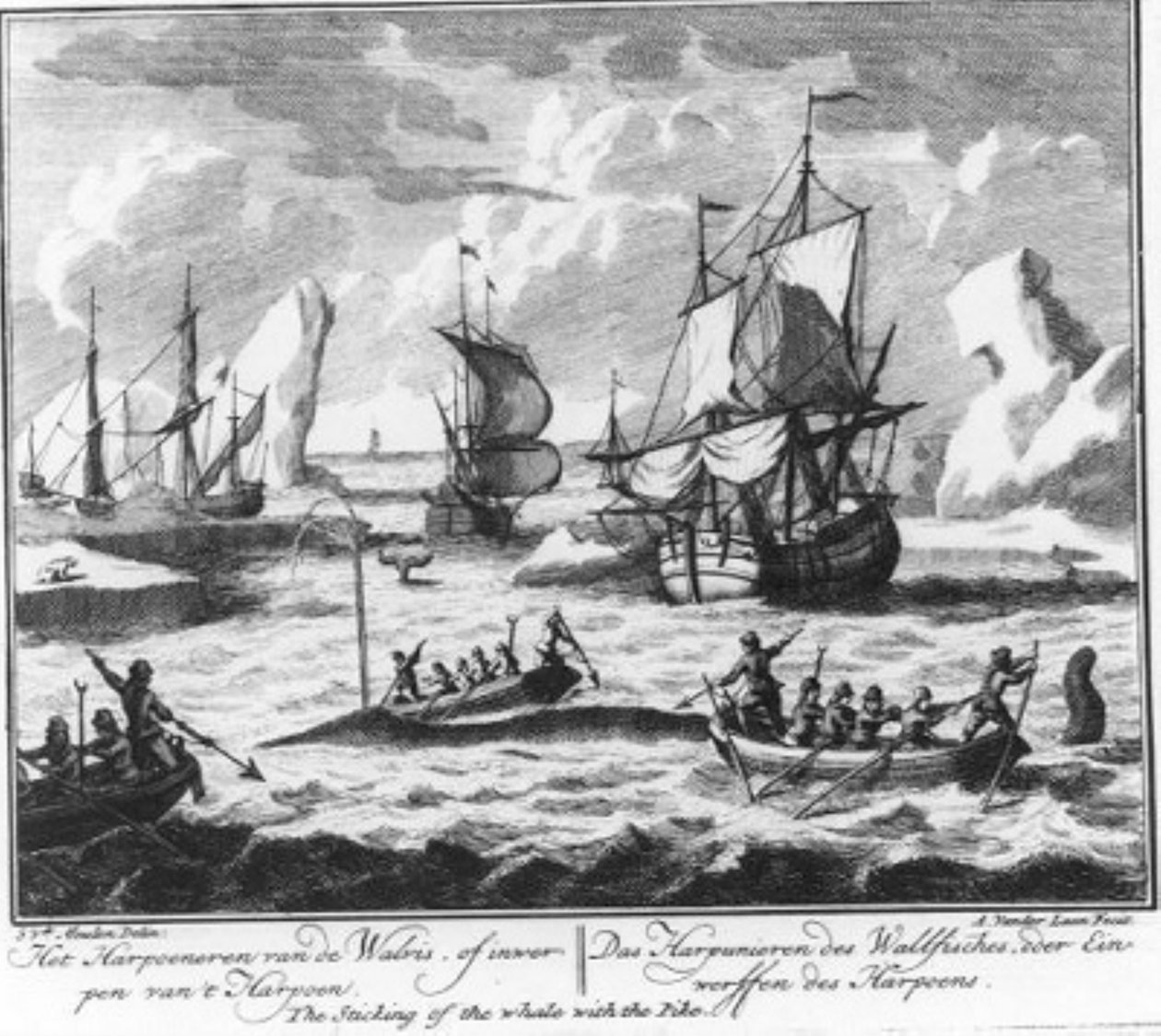 « Le harponnage de la baleine, ou le lancer du harpon » (n° 2 de la série sur la chasse à la baleine) - Adolf van der Laan