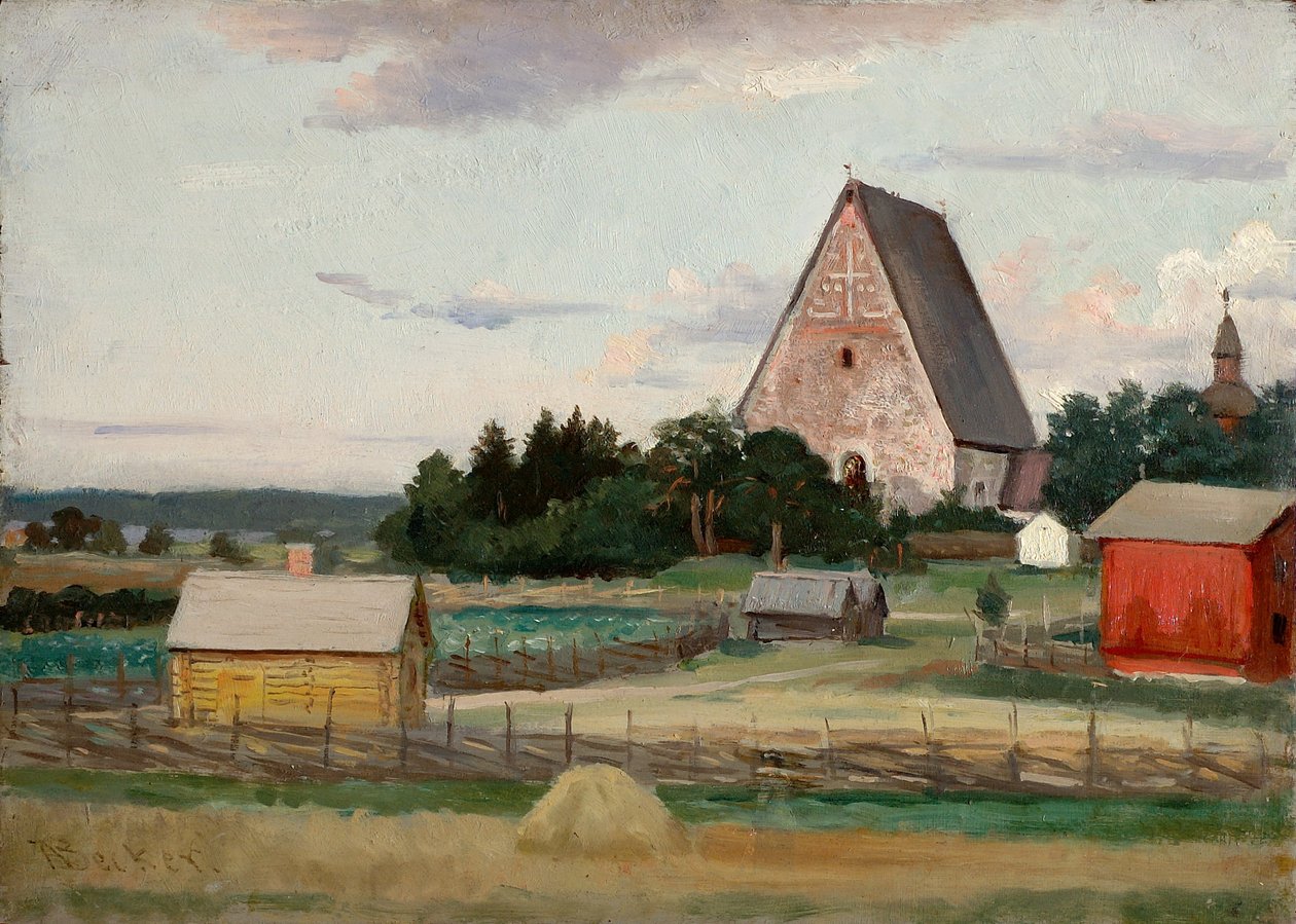 Église de Lohja, croquis - Adolf von Becker