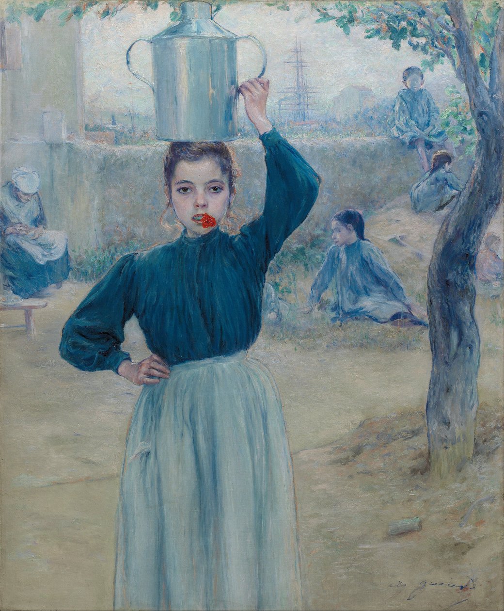 La petite fille du village avec un œillet rouge - Adolfo Guiard y Larrauri