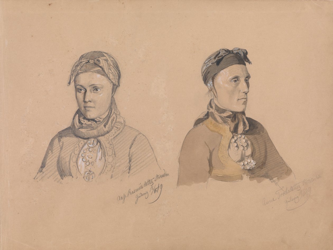 Aase Rasmusdatter Stranden et Anna Troelsdatter Kittelsviken - Adolph Tidemand