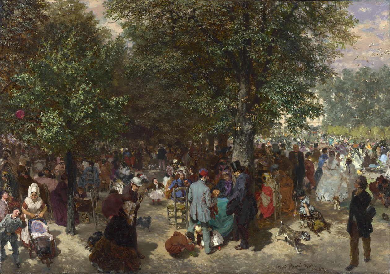 Après-midi dans les jardins des Tuileries - Adolph Menzel