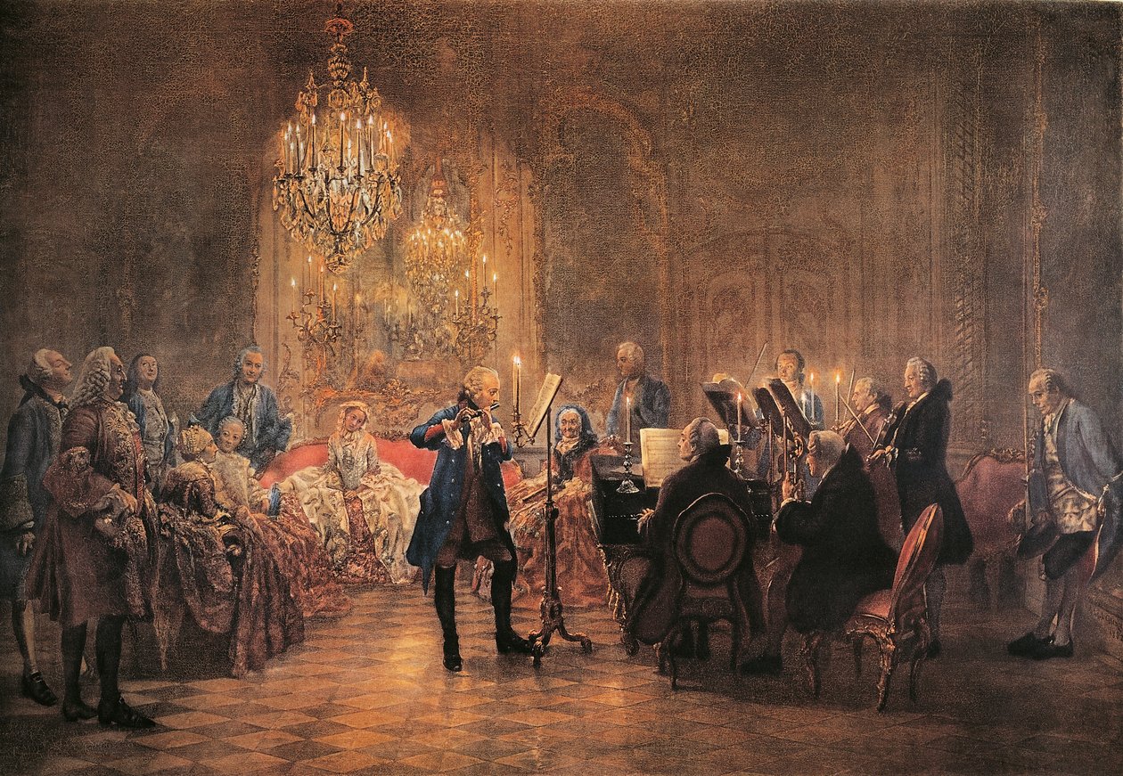 Concert pour flûte avec Frédéric le Grand à Sanssouci - Adolph Menzel