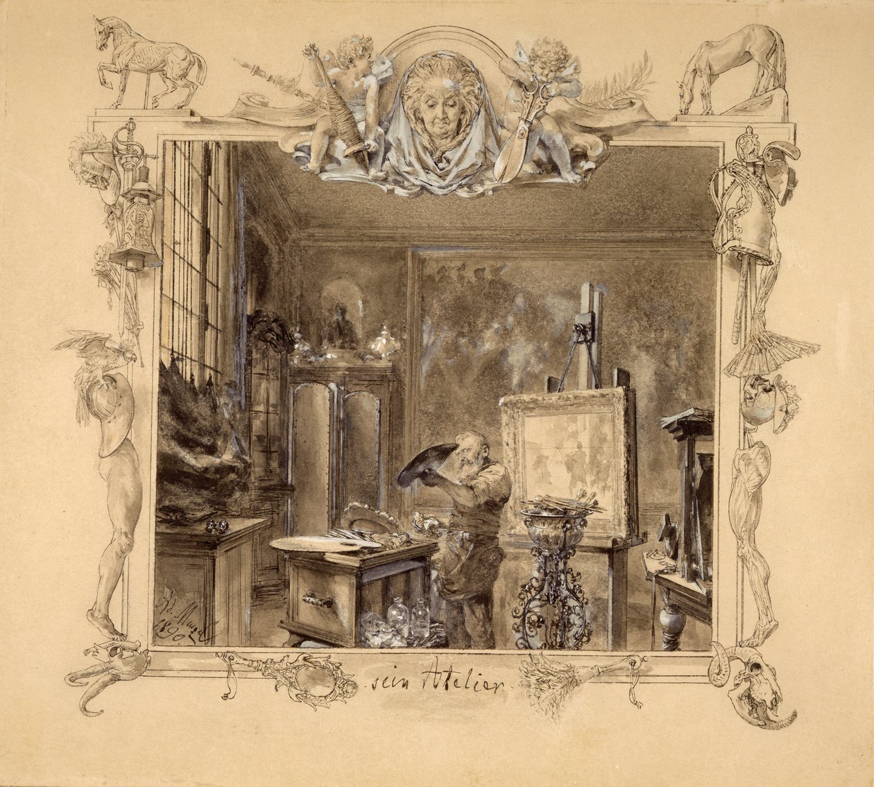 Son atelier, 1890 - Adolph Menzel