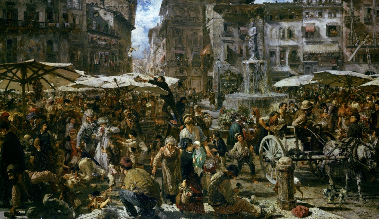 Le marché de Vérone - Adolph Menzel