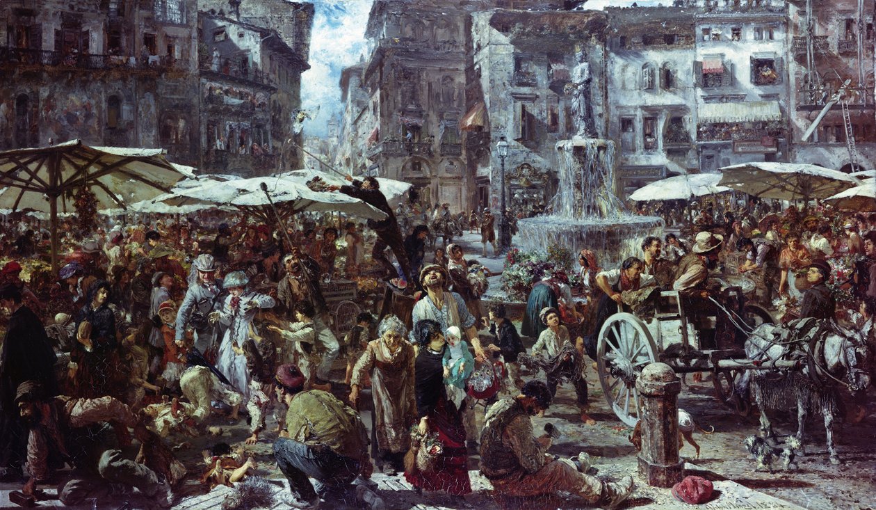 Le marché de Vérone - Adolph Menzel