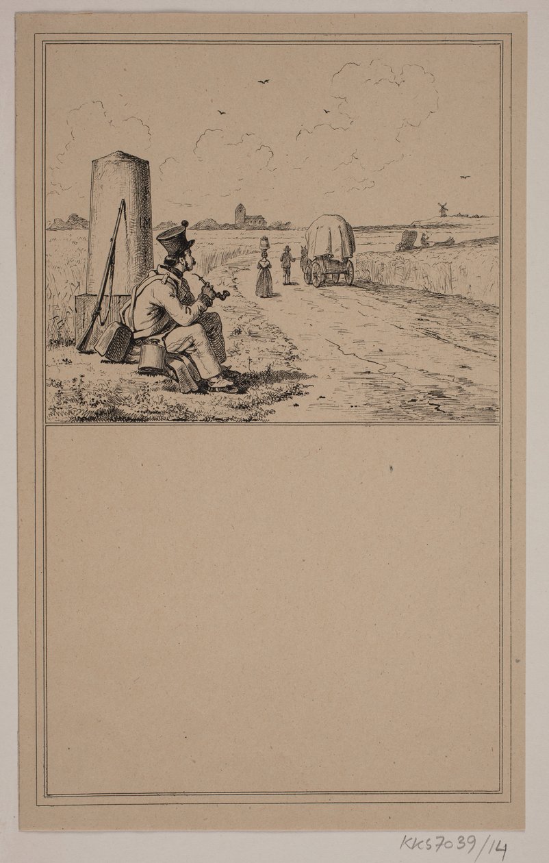 Le soldat en marche. N° 13 dans Chr. Winther et M. Rørbye, "25 Images pour petits enfants" - Johan Adolph Kittendorff