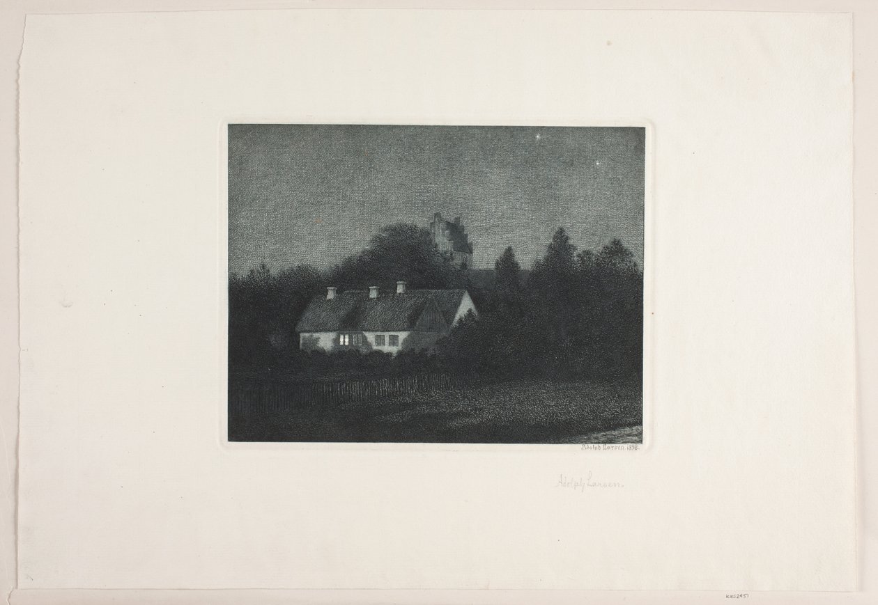 Soirée au clair de lune dans le village de Borup - Adolph Larsen