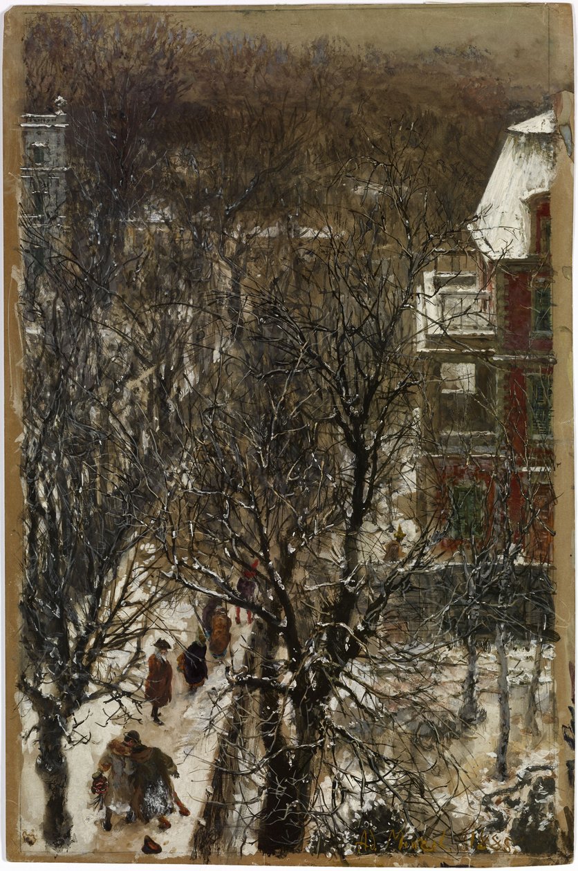 Mercredi des Cendres - La rue après le carnaval / Le matin du mercredi des Cendres dans la rue privée Hildebrand à Berlin - Adolph Menzel