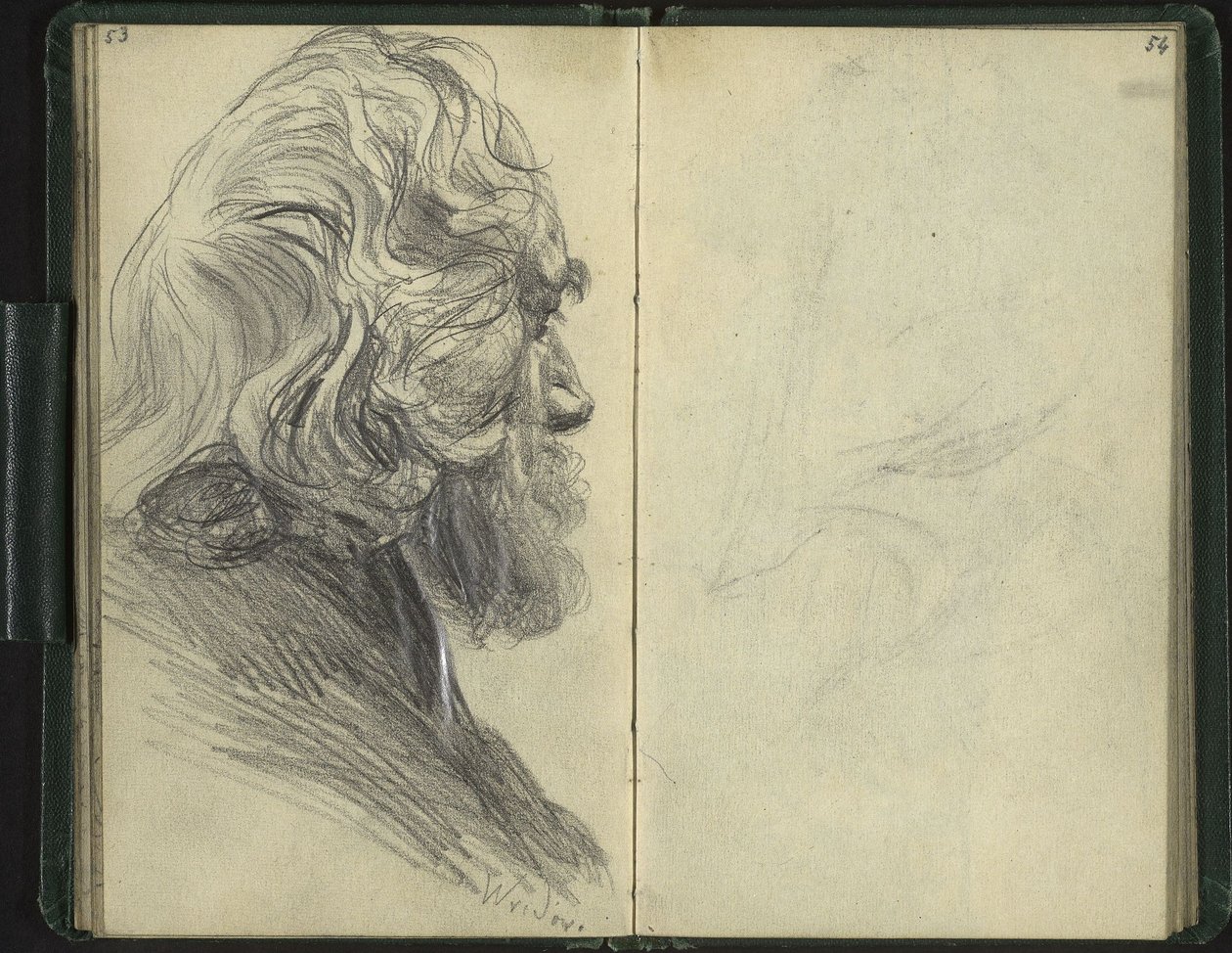 Homme barbu vu de profil - Adolph Menzel