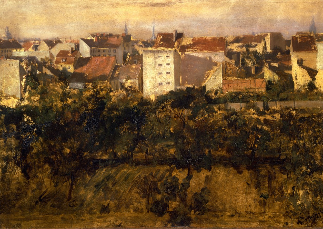 Vue sur des maisons arrière - Adolph Menzel