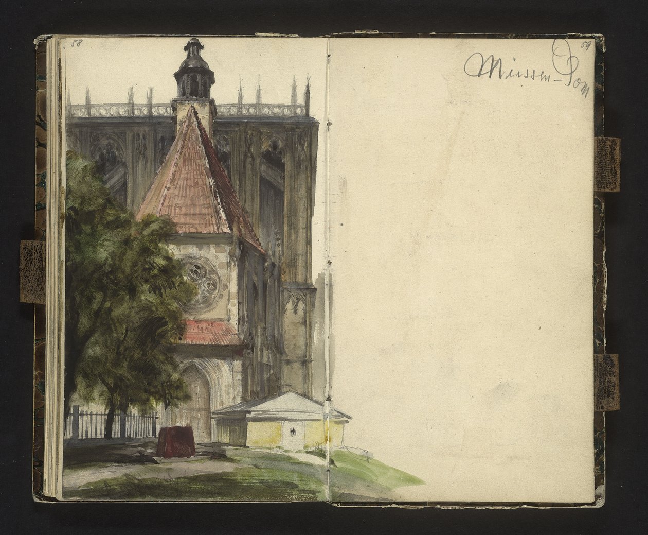 Vue sur le portail de la cathédrale de Meissen - Adolph Menzel