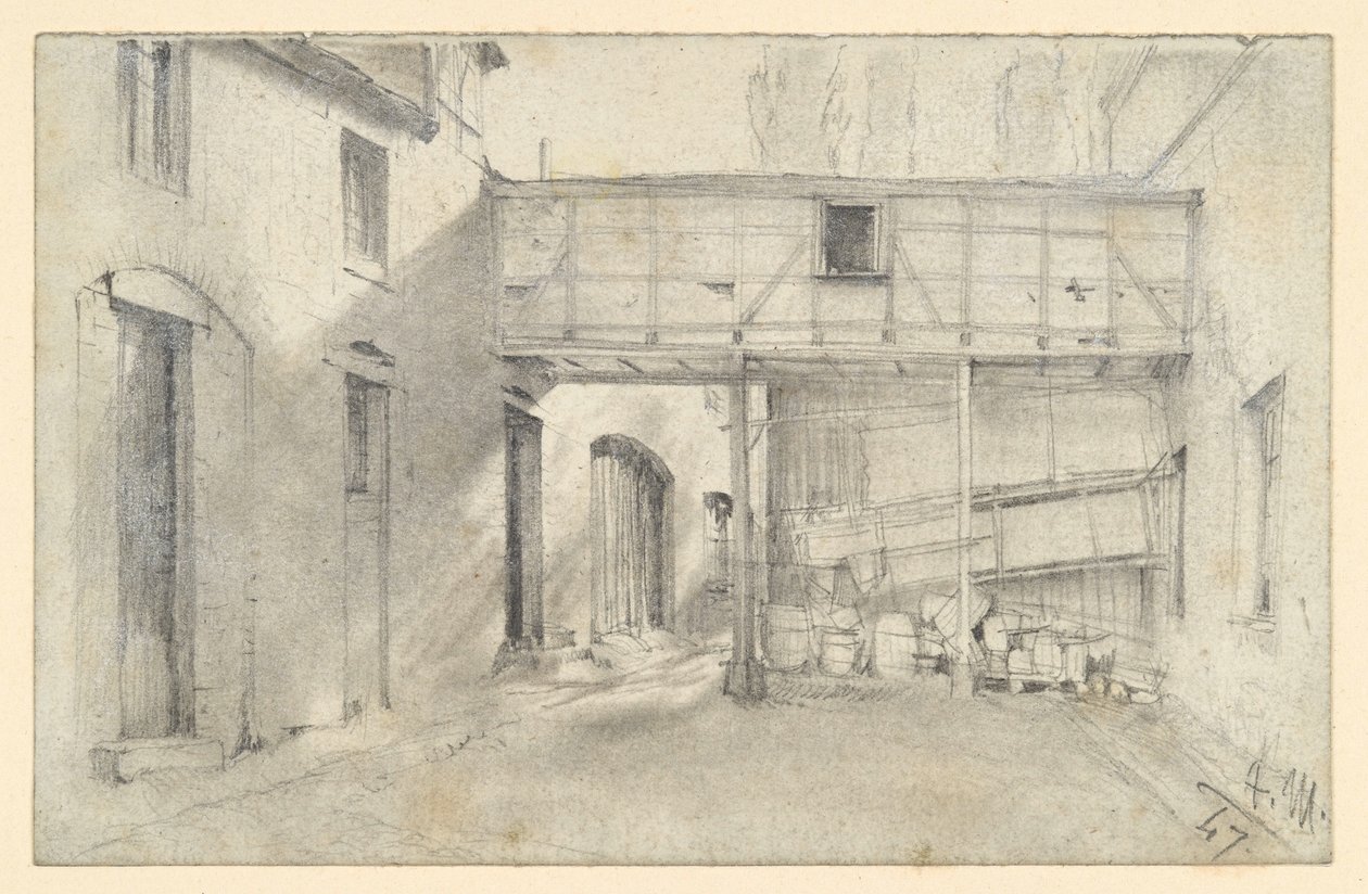 Vue dans une cour - Adolph Menzel