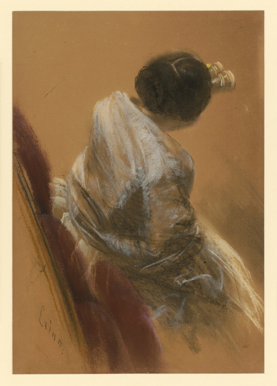 Dame dans un fauteuil avec des jumelles de théâtre - Adolph Menzel
