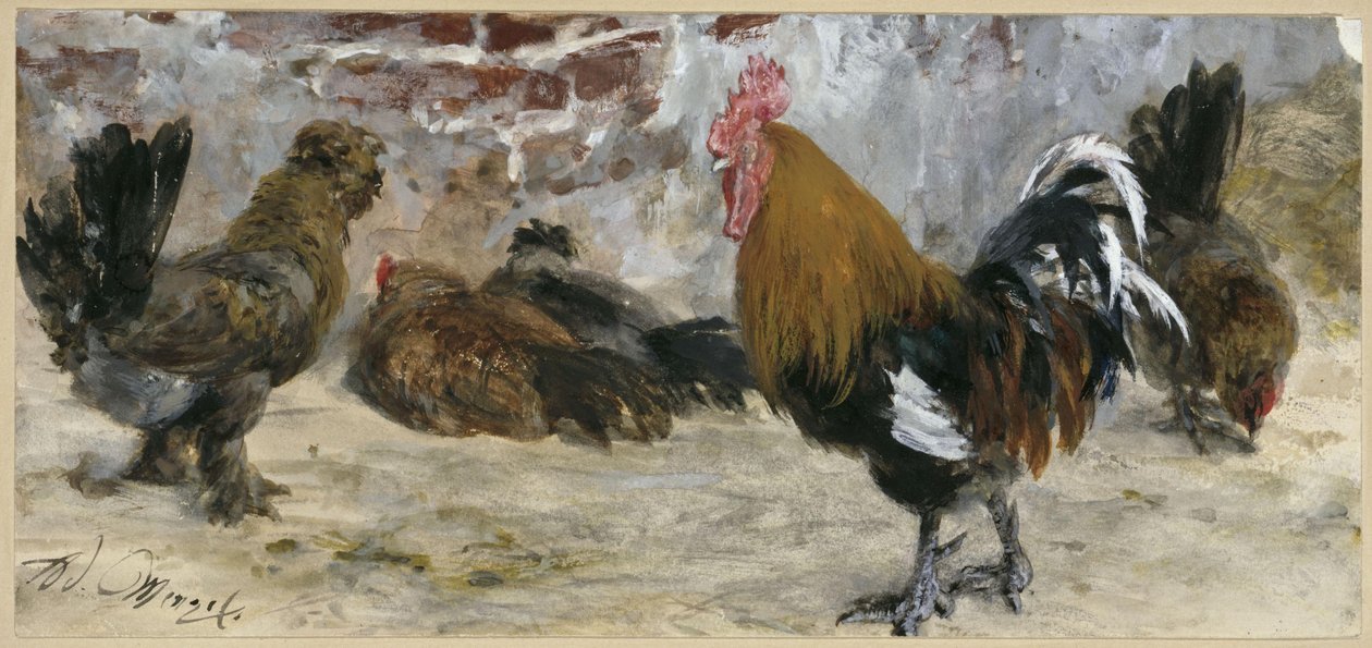 Le coq et les poules. De l