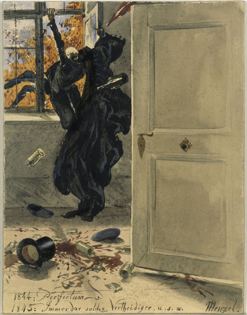 La mort, cet invité indésirable. 1844 : *Perfectum* ; 1845 : *Toujours de tels défenseurs*, etc. - Adolph Menzel