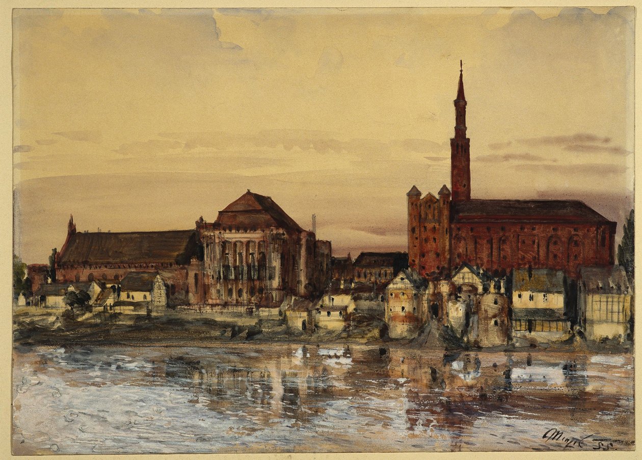Marienbourg sur la rive de la Nogat - Adolph Menzel