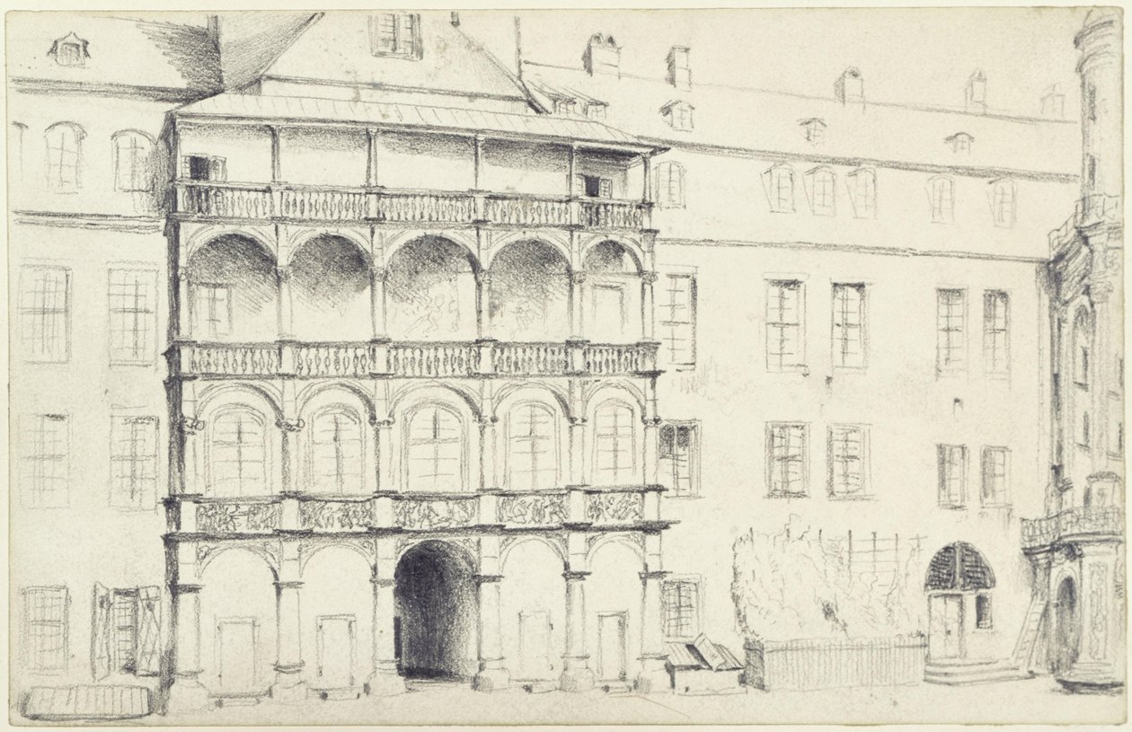 Le côté nord de la grande cour du château de Dresde - Adolph Menzel
