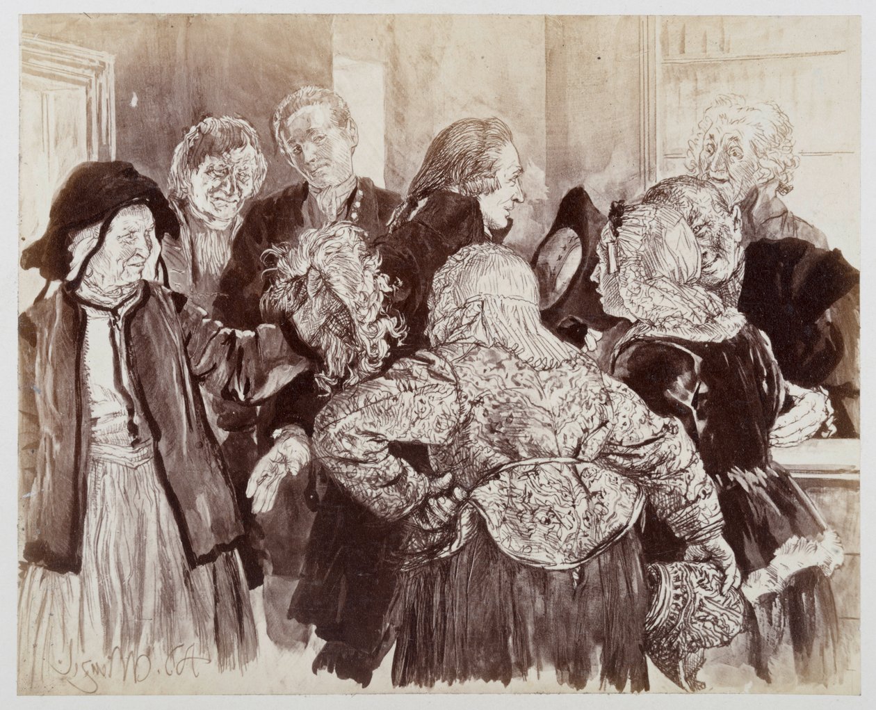 La vieille Brigitte avec la perruque dans la salle d