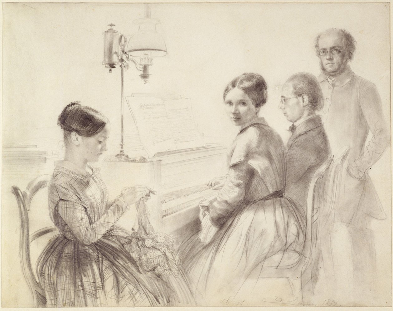 Une famille près du piano à queue - Adolph Menzel