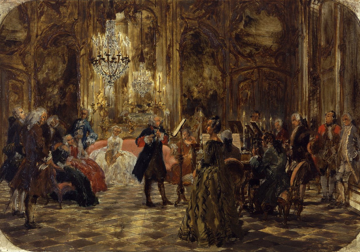 Concert de flûte de Frédéric le Grand à Sanssouci. Esquisse - Adolph Menzel