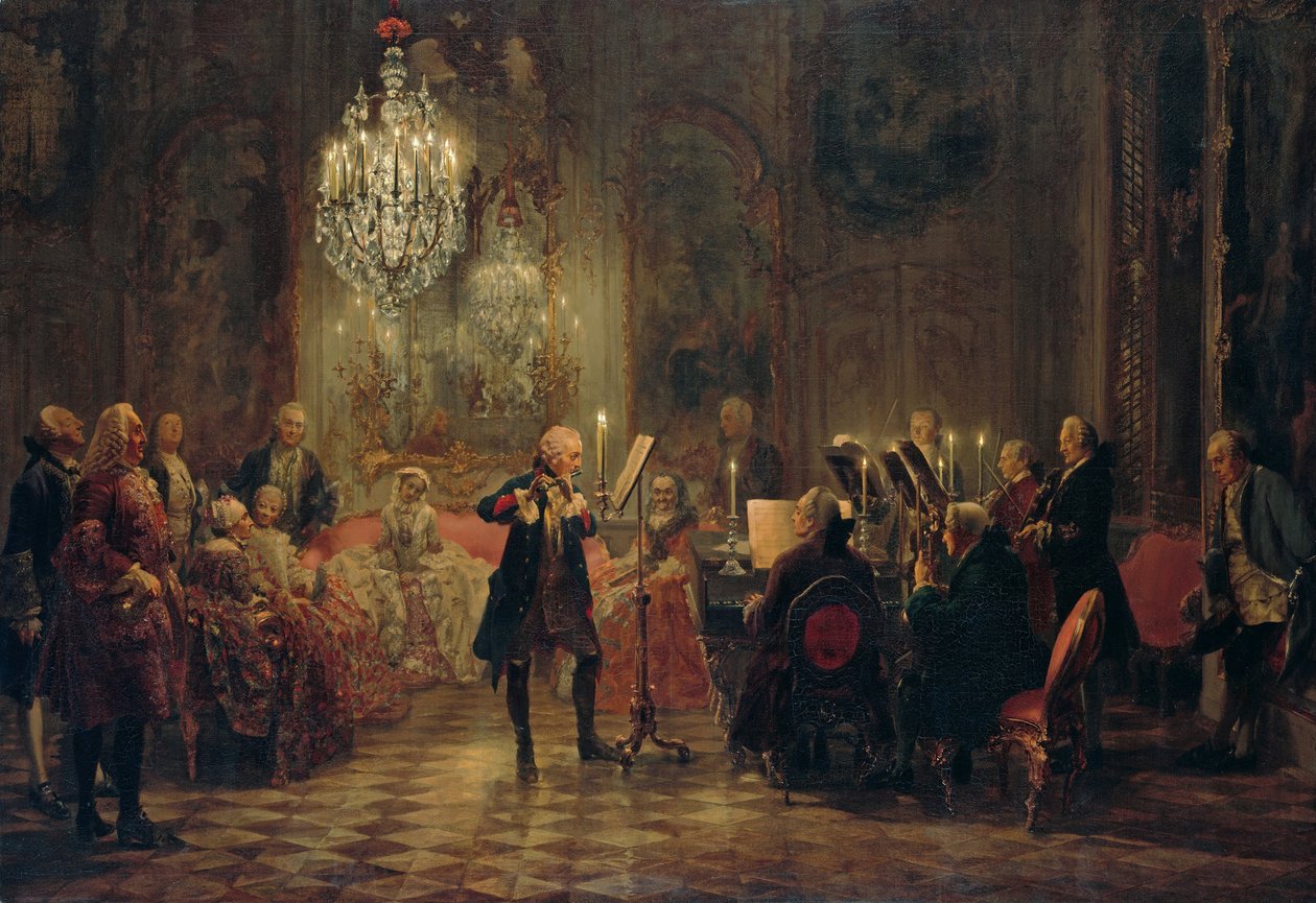 Concert de flûte avec Frédéric le Grand à Sanssouci, 1850-1852 - Adolph Menzel