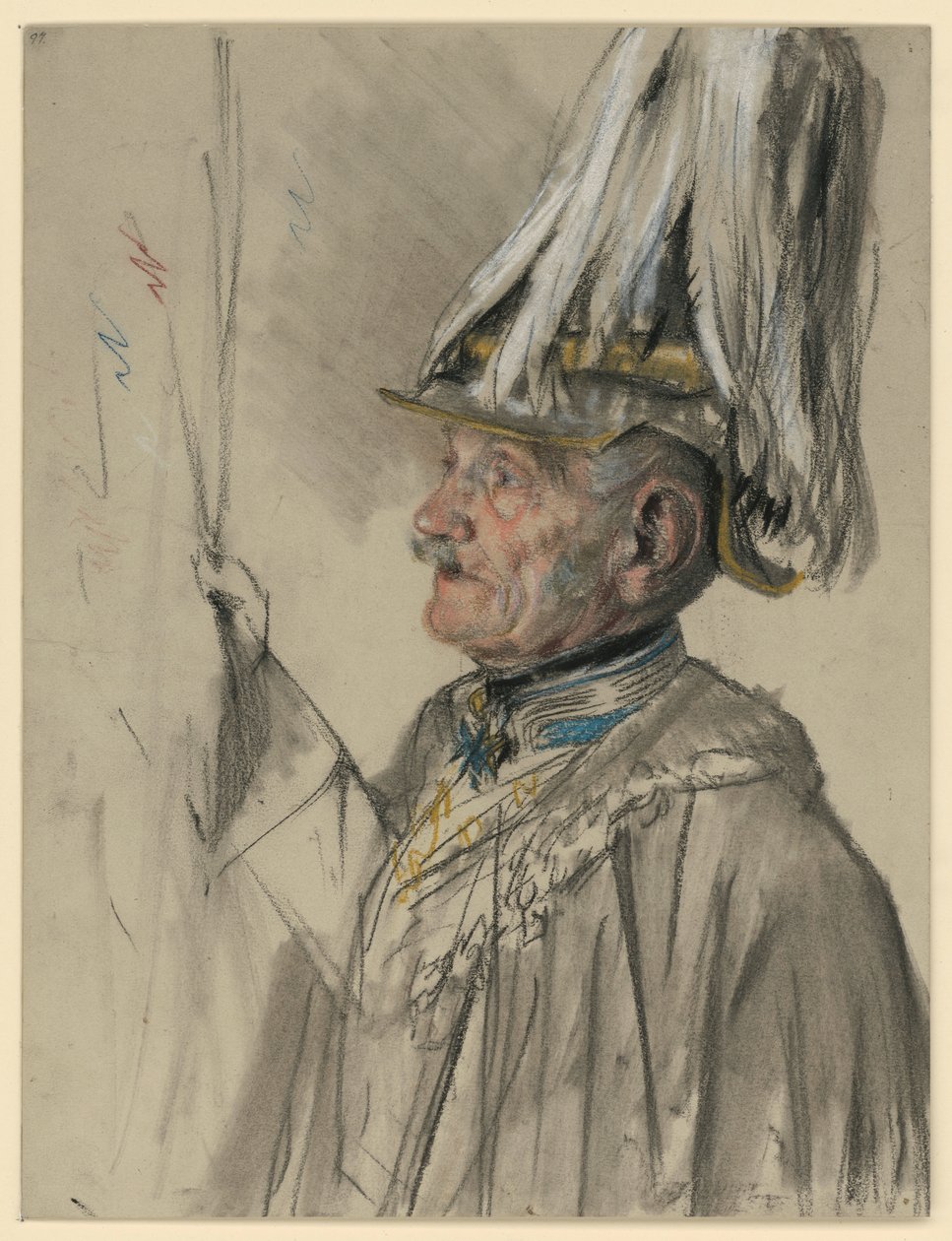 Friedrich, comte von Wrangel, en manteau, coiffé d