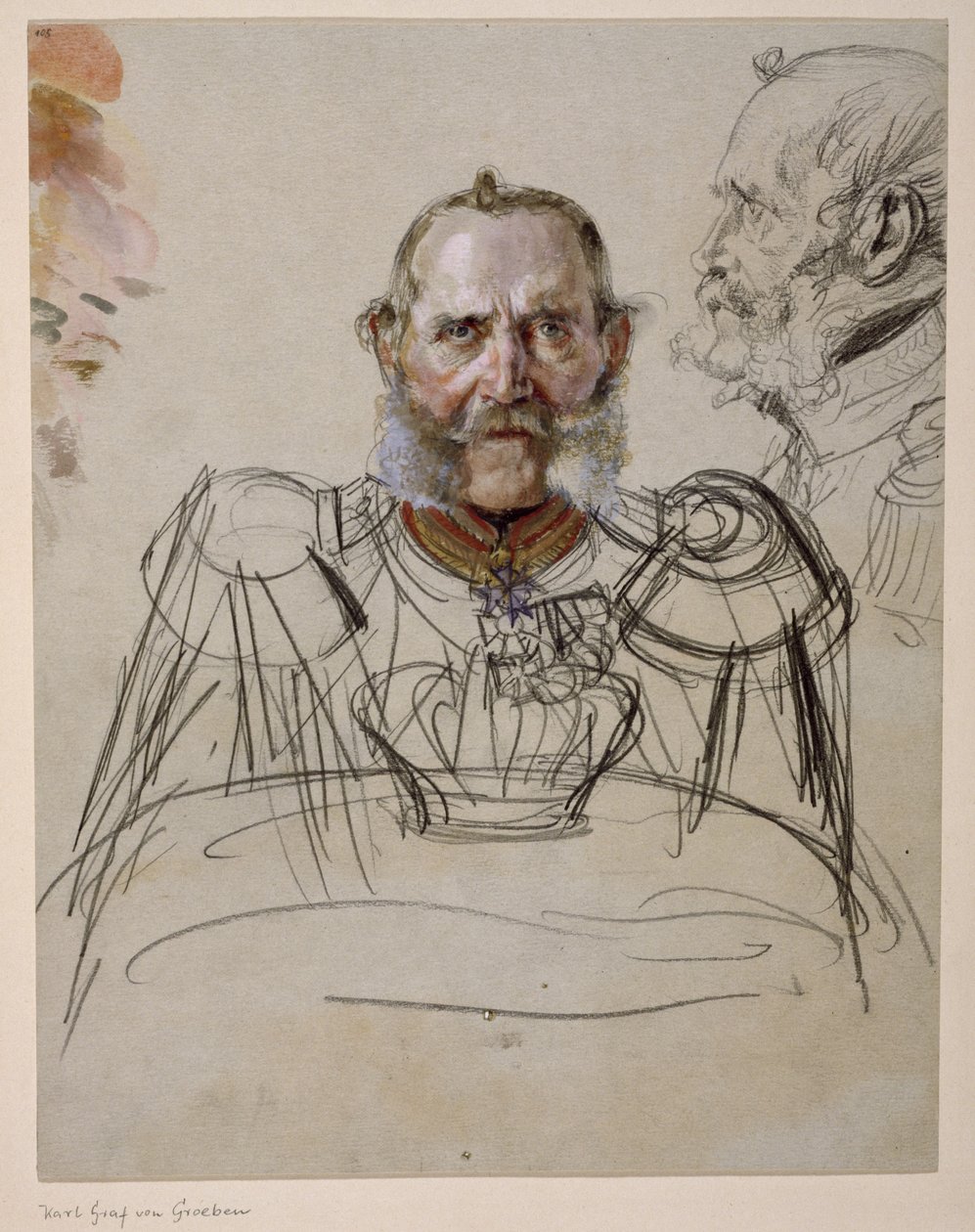 Le général Karl comte von der Groeben. Étude pour le tableau « Couronnement de Guillaume Ier à Königsberg » - Adolph Menzel