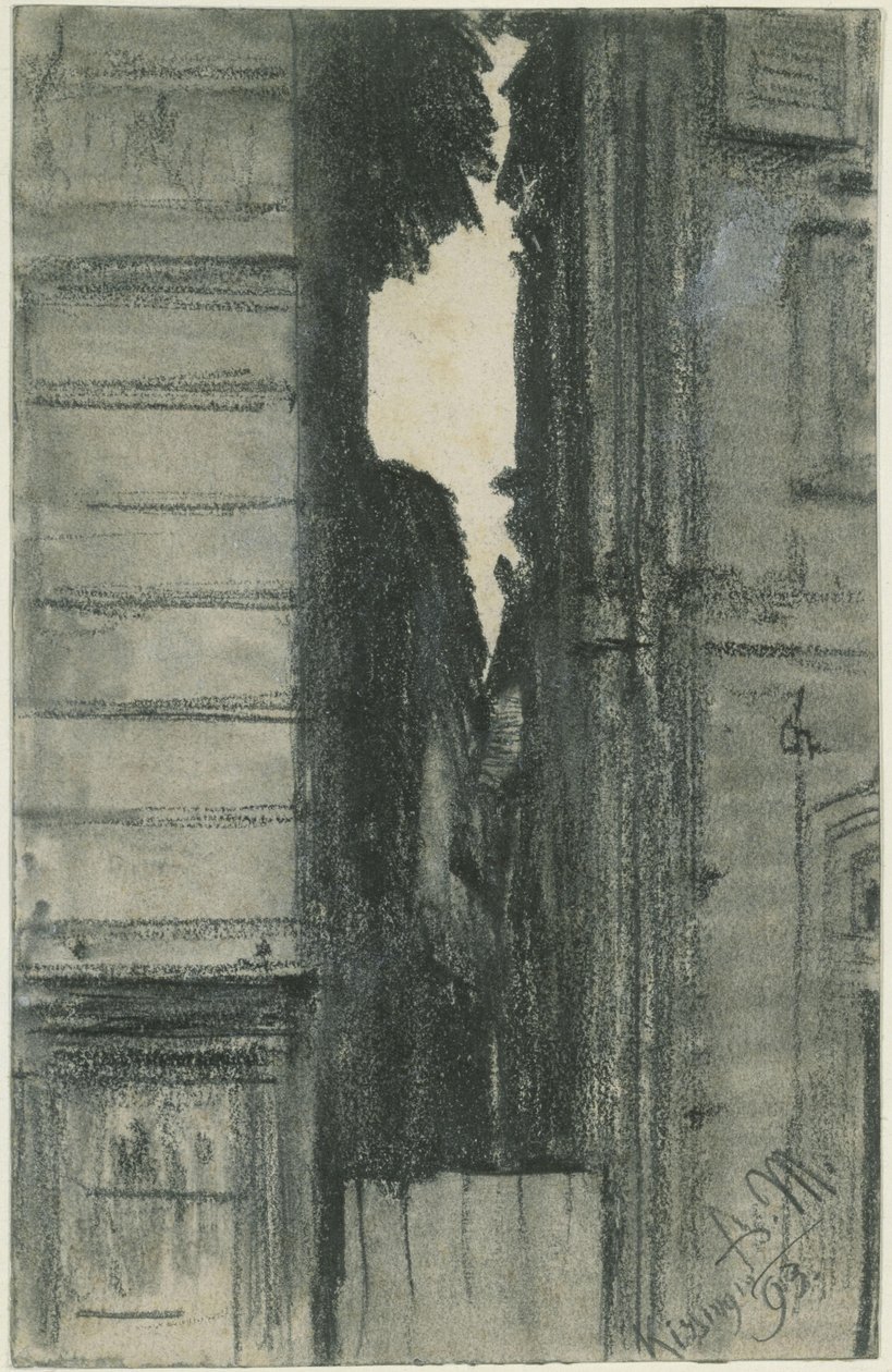 Kissingen : une vue étroite entre deux maisons - Adolph Menzel