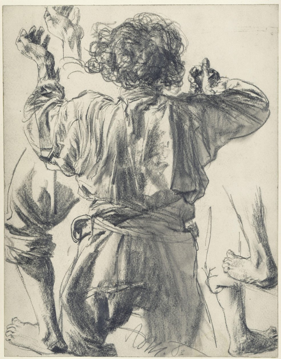 Lorenzo Cocozza vu de dos, les bras tendus vers l