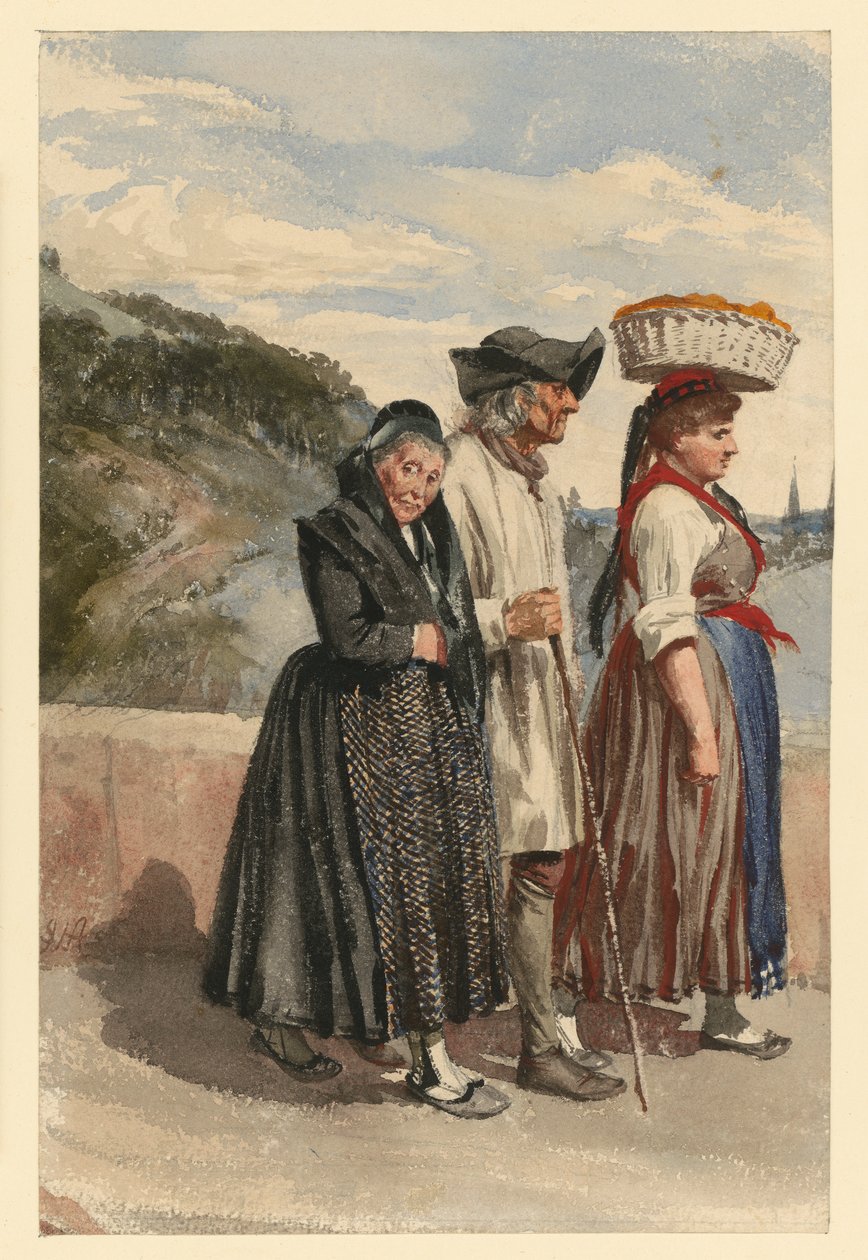 Paysans de Marbourg sur le pont de la Lahn - Adolph Menzel