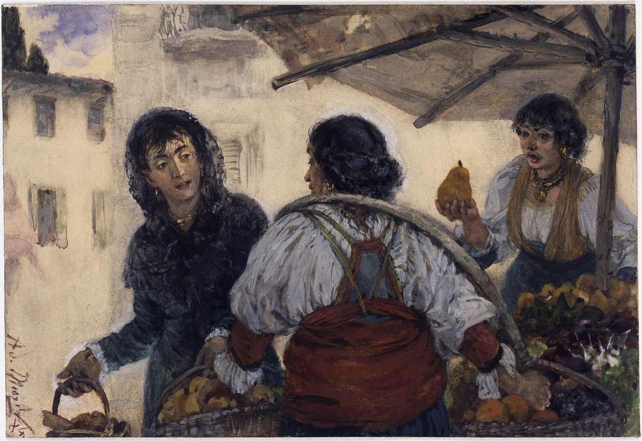 Scène de marché à Vérone - Adolph Menzel