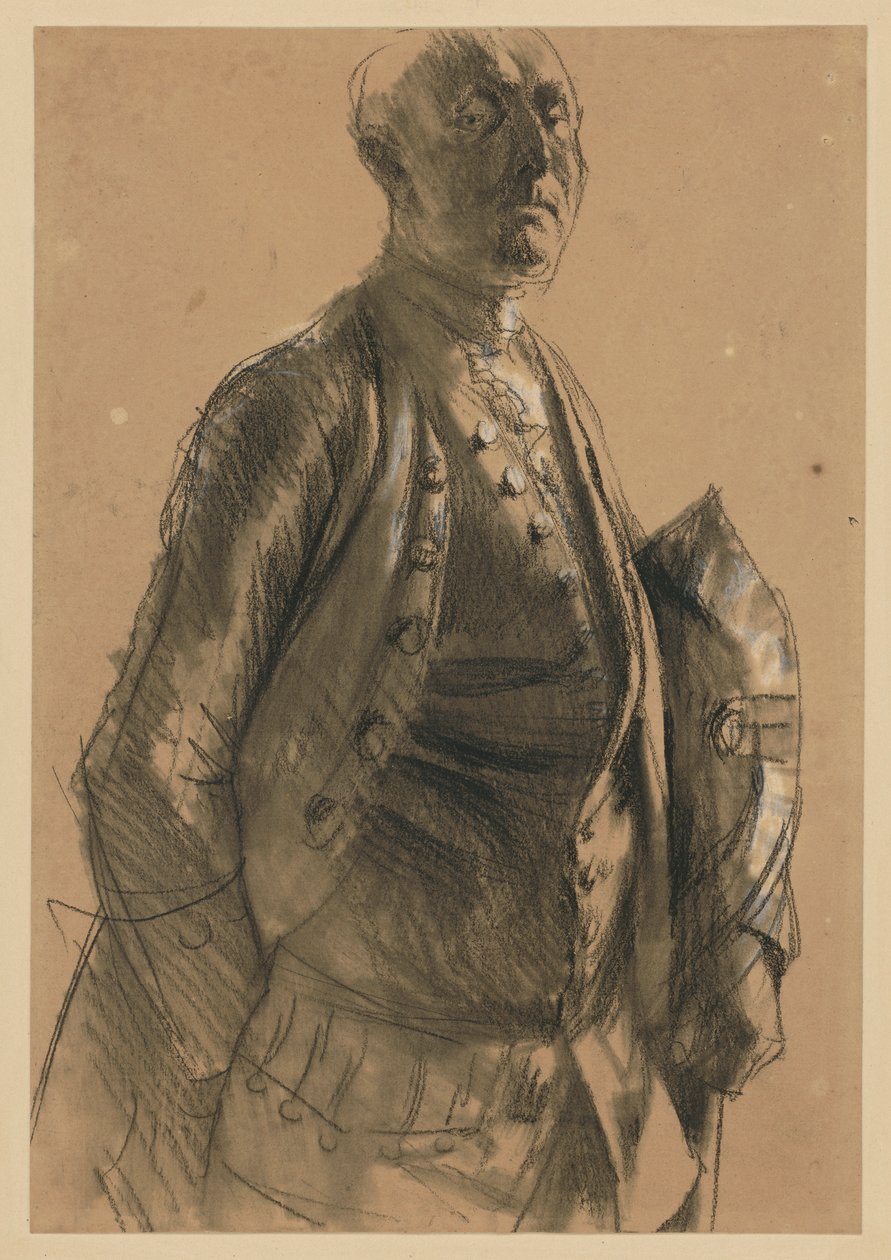 Étude de modèle pour Maupertuis. Étude préparatoire pour le tableau «Le Concert de flûte de Frédéric le Grand à Sanssouci» - Adolph Menzel