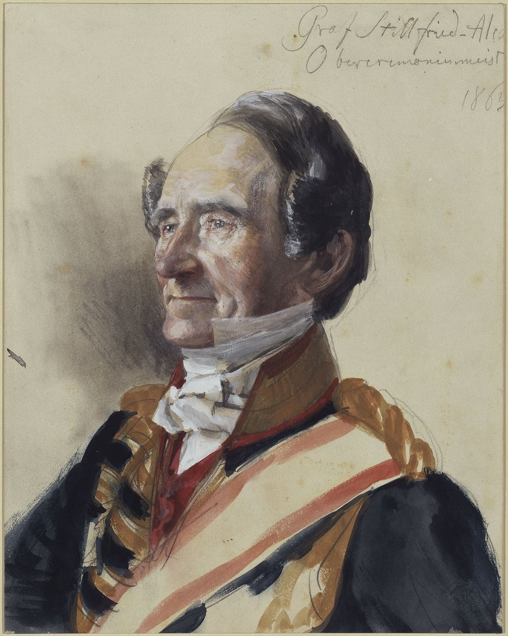 Grand maître des cérémonies Rudolf comte Stillfried-Alcantara. Étude pour le tableau « Couronnement de Guillaume Ier à Königsberg » - Adolph Menzel