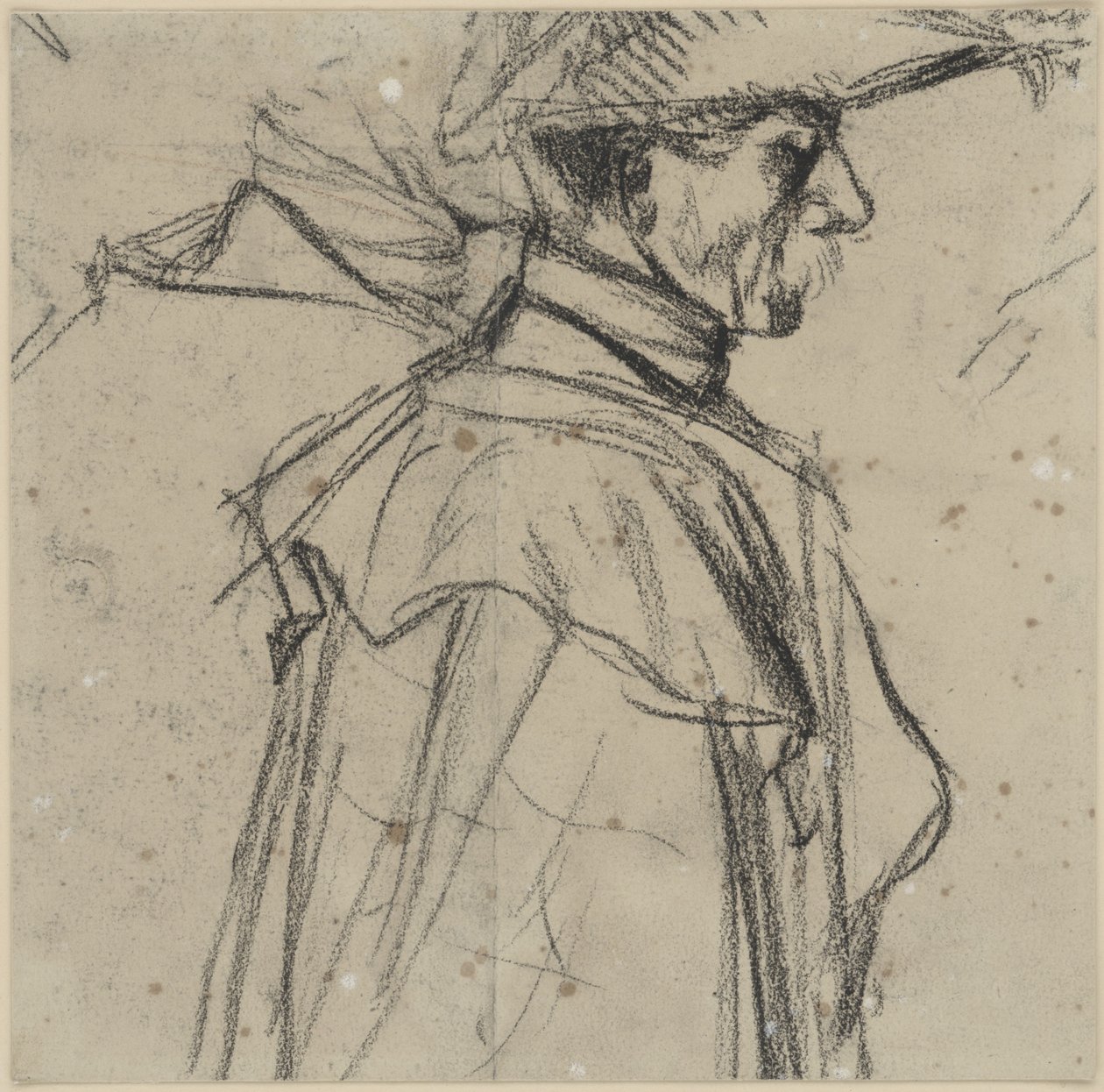 Officier avec chapeau et manteau - Adolph Menzel